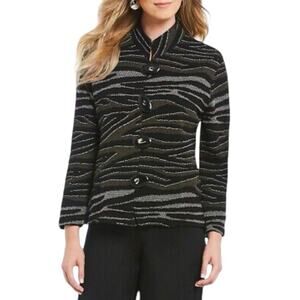 Caroline Rose Women’s Animal Stripe Textured Stretch Jacket Size XL Contemporary